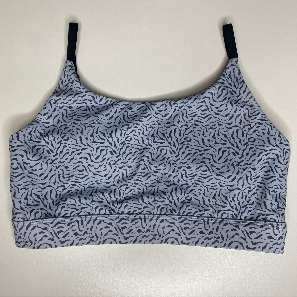 ALLFENIX Powder Cheetah Blue Size Large Women's Sports Bra Adjustable Straps